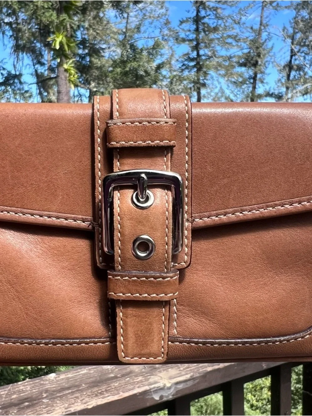COACH VINTAGE Brown Leather Wallet Clutch w Tasseled Flap AUTHENTIC